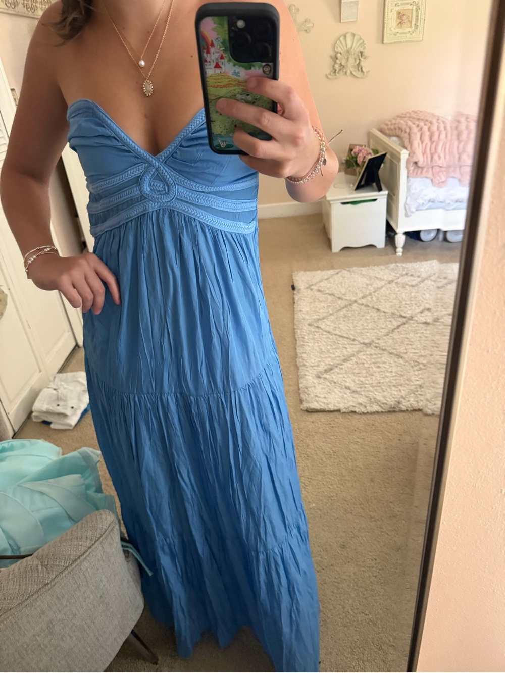 Strapless Blue Maxi Dress - Classic Summer Style